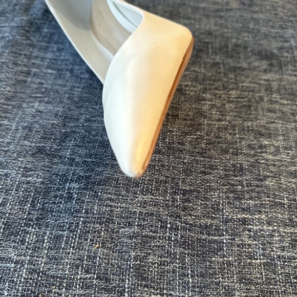 Schutz Lou Pointed Toe Pumps White Leather Heels - Picture 15 of 16